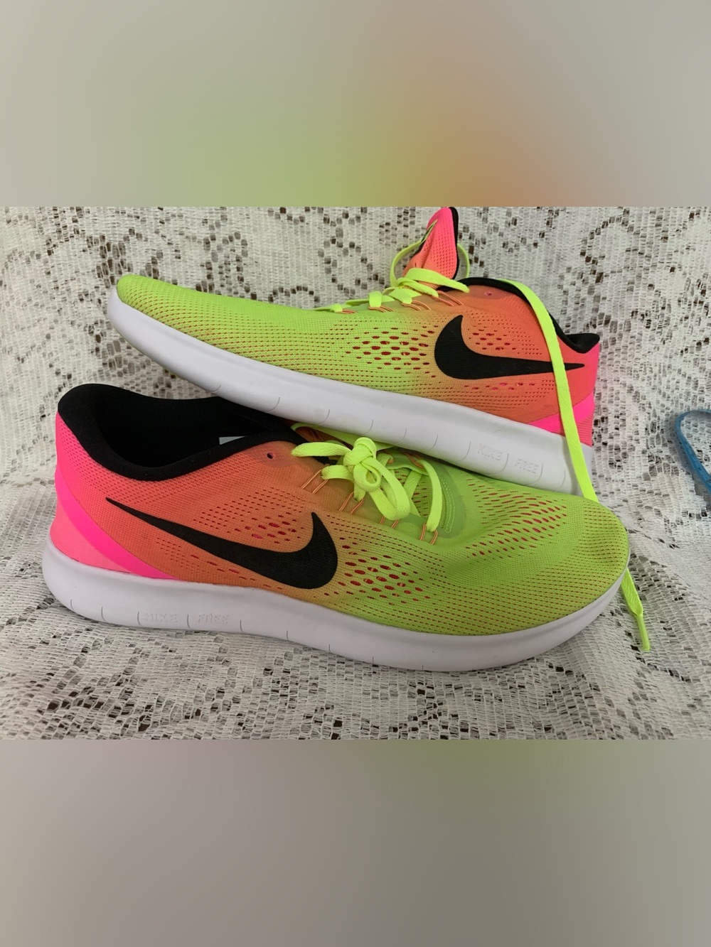 NIKE Men's Free RN OC Running Shoes Neon Yellow, Orange & Pink 2016  2026 A